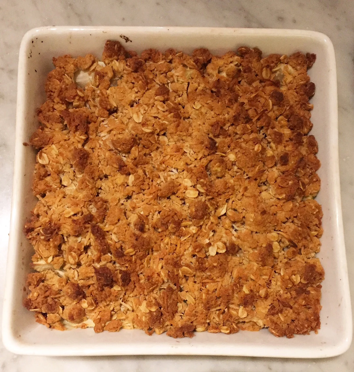 Apple crumble fresh out of the oven
