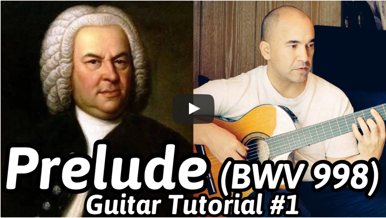 Classical Guitar Lessons < Prelude BWN 998 > J. S. Bach - Free Classical Guitar Tabs, Sheet Music