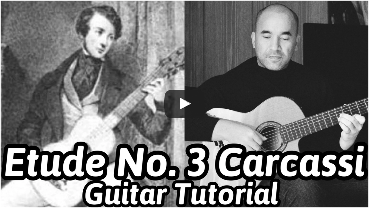 Classical Guitar Lessons < Etude No. 3 > Matteo Carcassi - Free Classical Guitar Tabs, Sheet Music