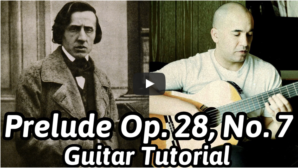 Classical Guitar Lessons < Prelude No. 7, Op. 28 > Chopin - Free Classical Guitar Tabs, Sheet Music