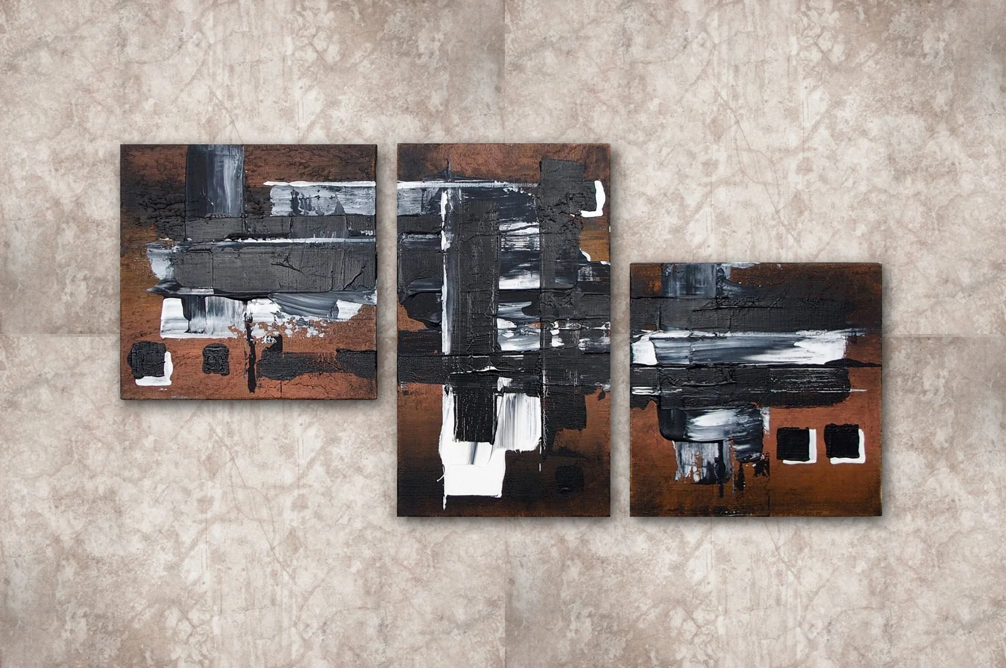   Set of 3 (SSM: 227mm × 227mm, M4: 333m × 190mm) ・ACRYLIC ON CANVAS 