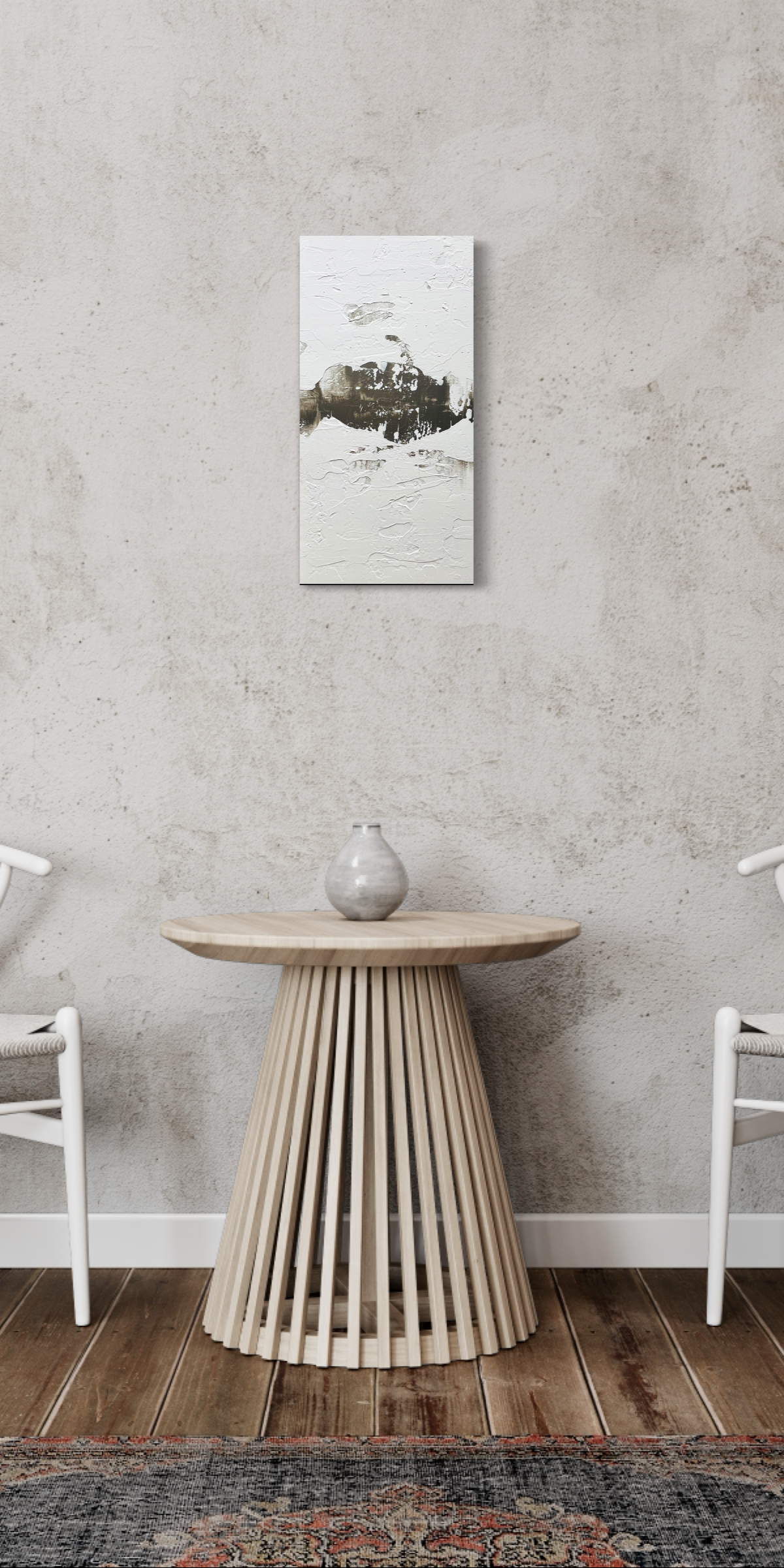 PEWTER & WHITE NATURAL ABSTRACT