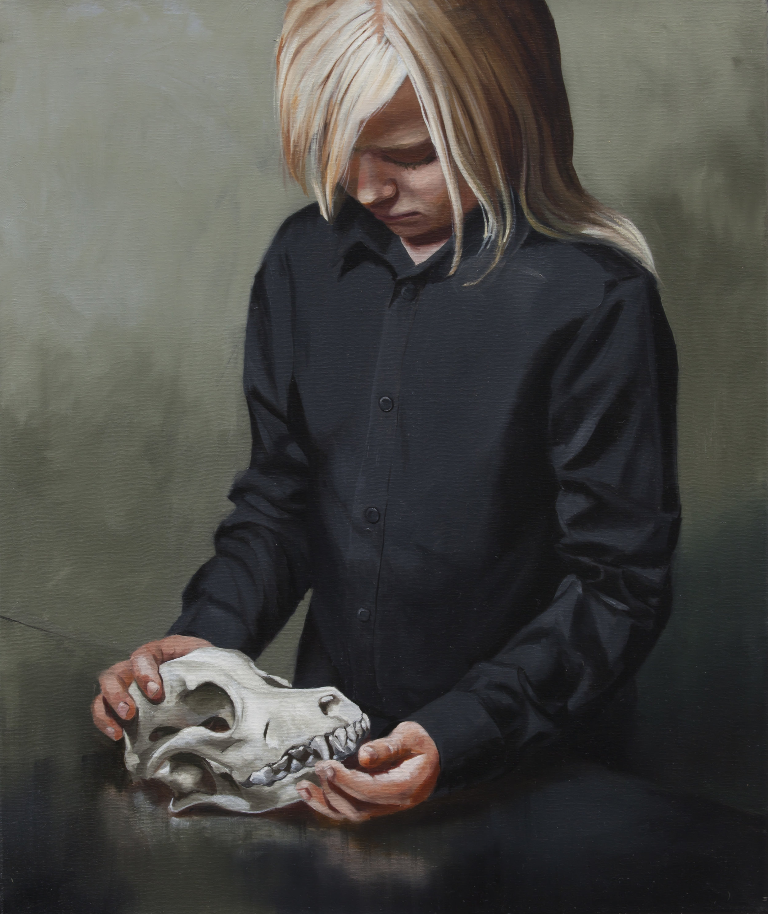 Girl with a pitbull terrier, 2015, Markus Åkesson, 55x46cm, oil on canvas.jpg
