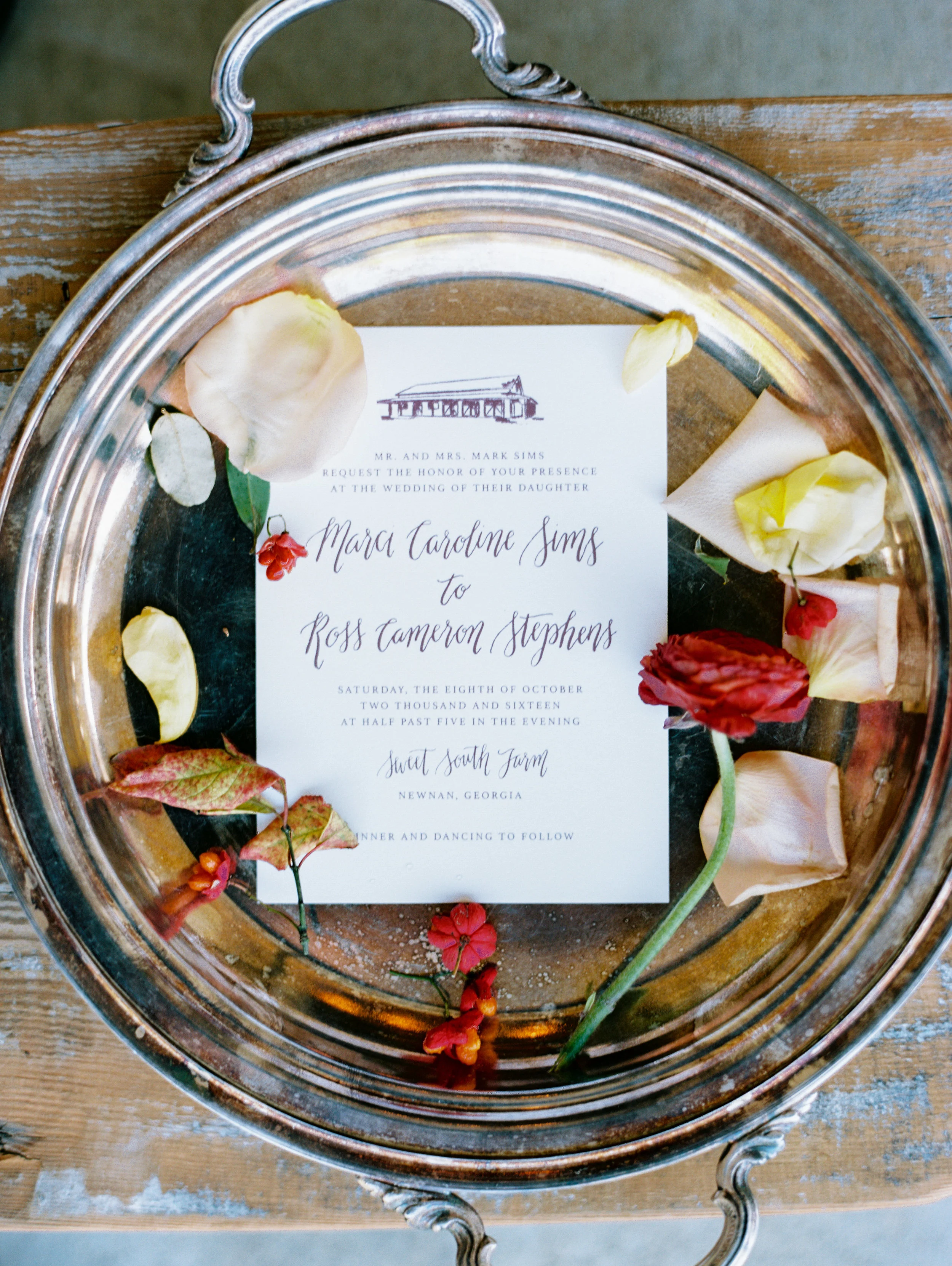 Haint Blue Collective Marsala Wedding Invitation, Taylor Dane Photography