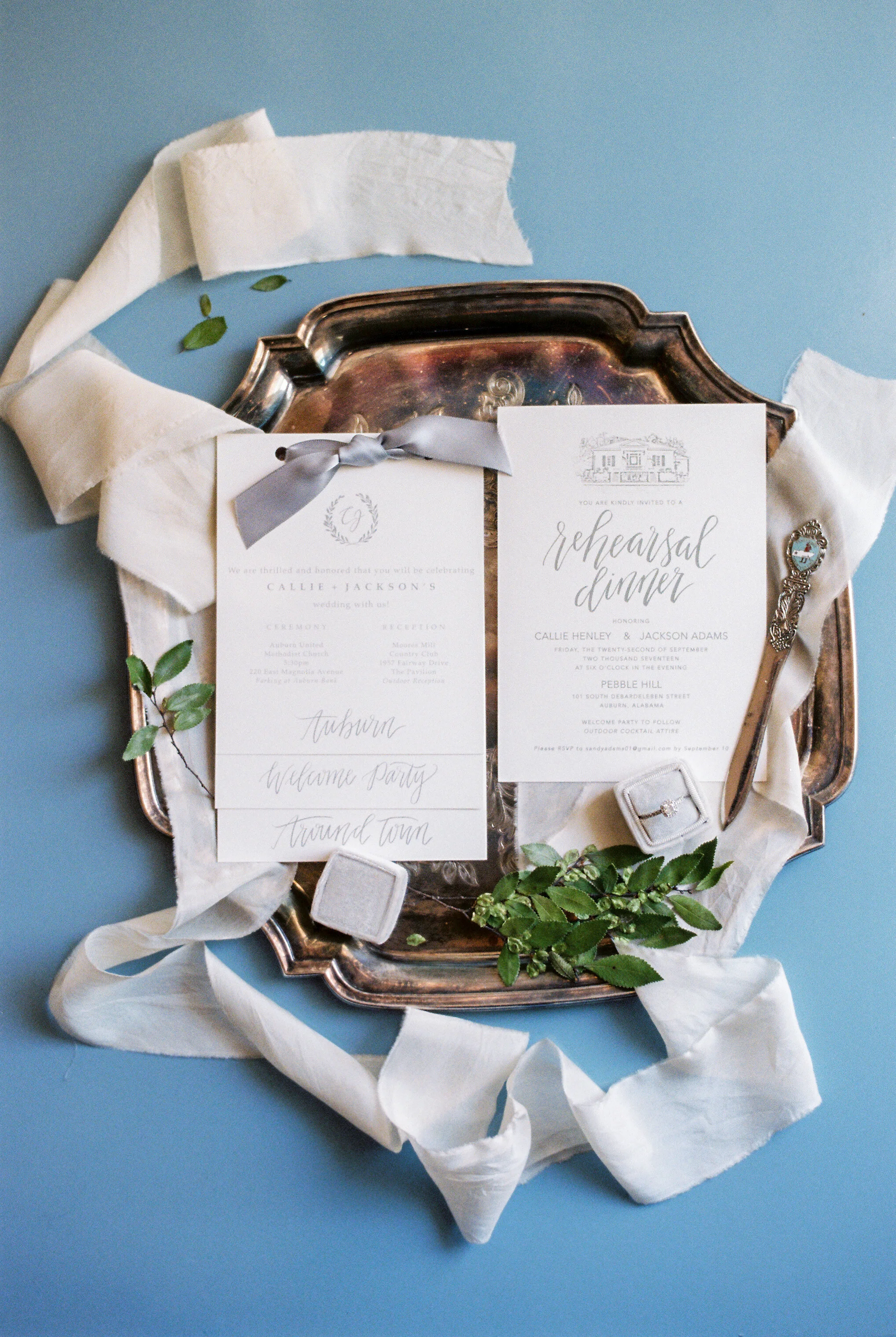 Haint Blue Collective Rehearsal Dinner Invitation and Welcome Packet, Piper Vine Photography
