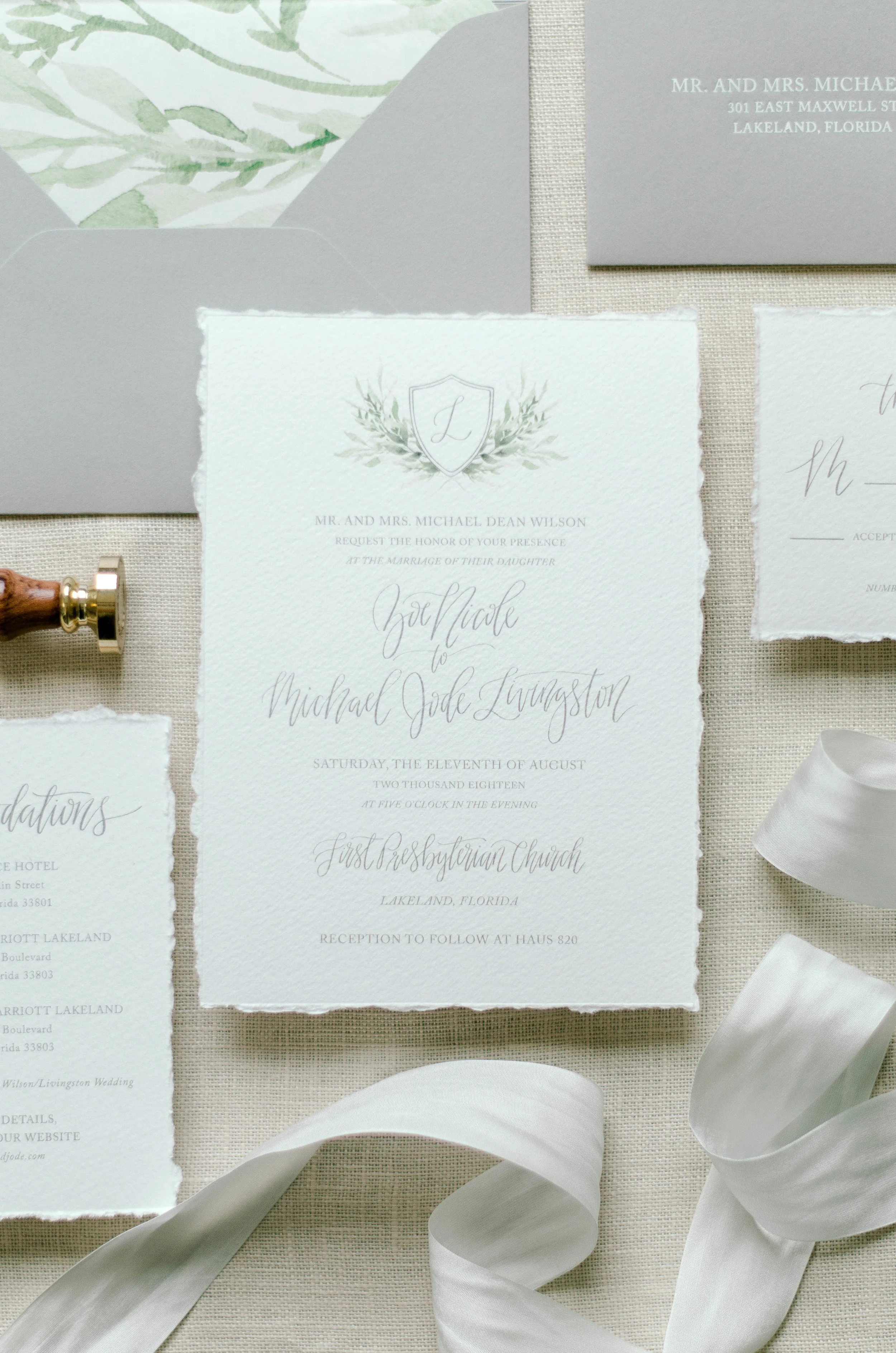Digital Print Deckled Edge Wedding Invitation Suite / Photo by Haint Blue