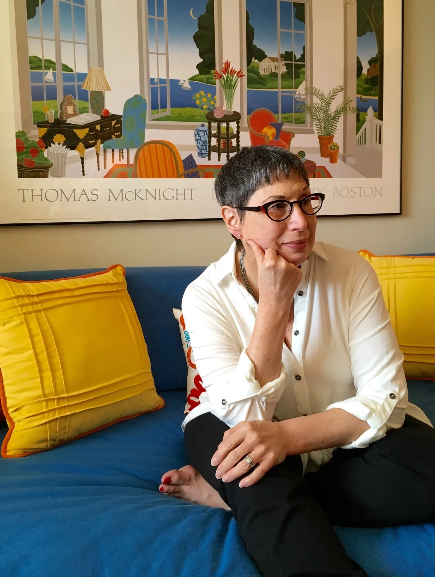 The designer in her home office studio.