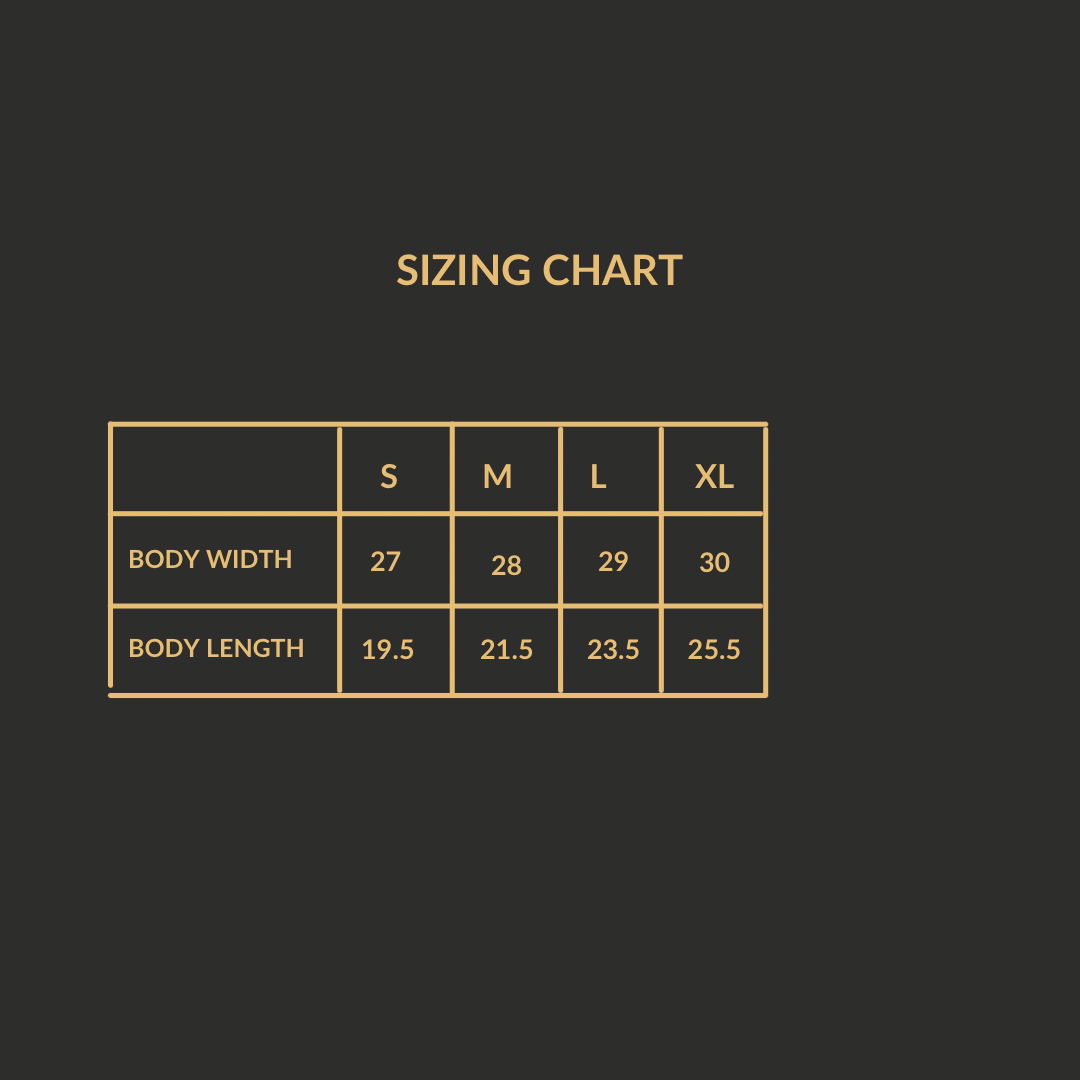 Thara Sacra Detroit sweatshirt sizing chart