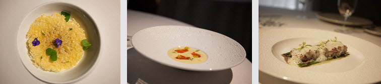 Some creations from the kitchen team of Chefs Wieding and Ramos including cuttlefish with green beans and fennel