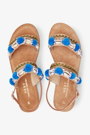 NEXT BLUE POMPOM SANDALS £38