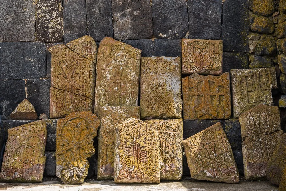  kKhachkars for the first time: intricately carved Armenian cross-stones, each one slightly different. 