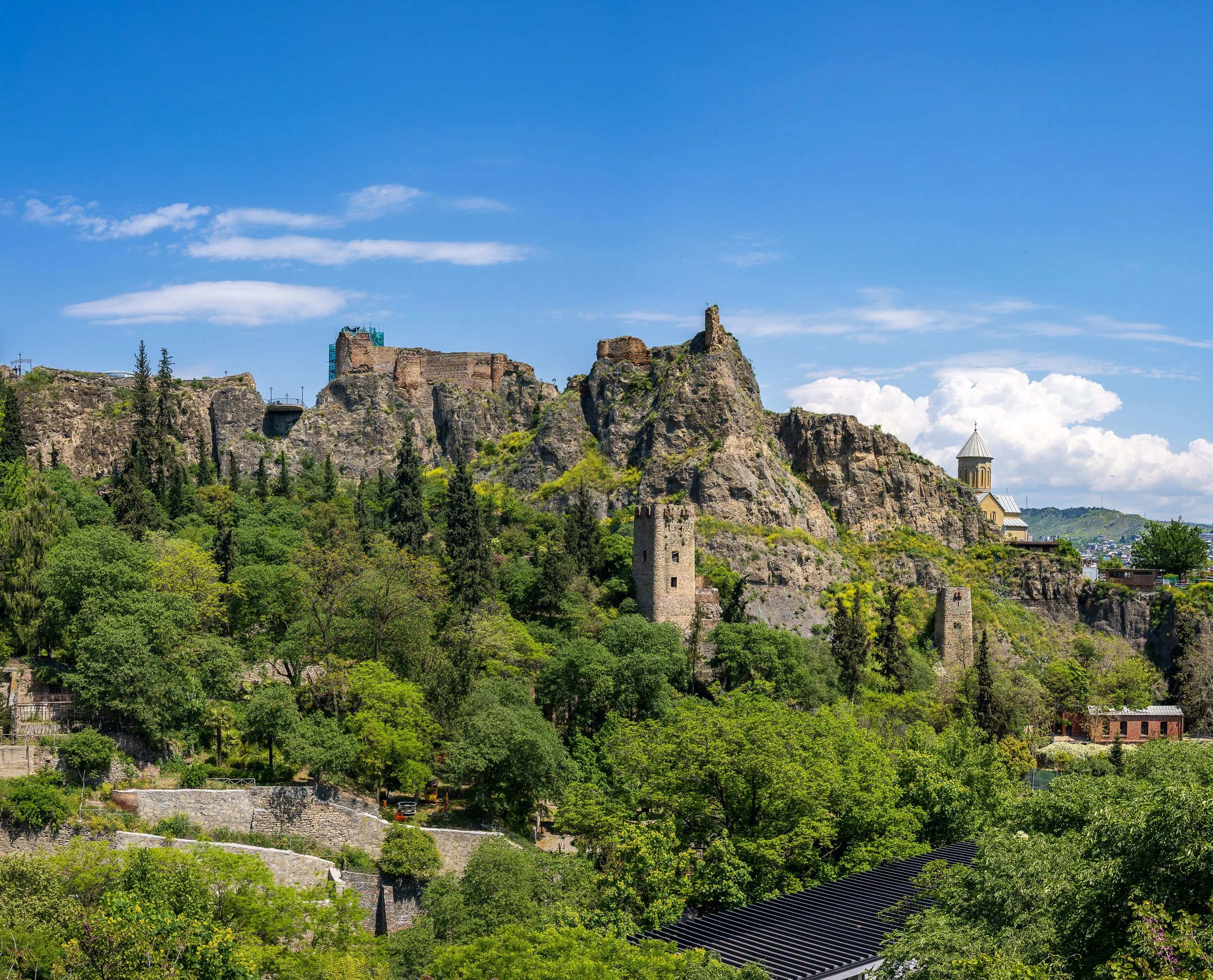  Narikala Fortress, brick and stone walls climbing the hillside above Old Tbilisi, watching over the city for over a thousand years. 