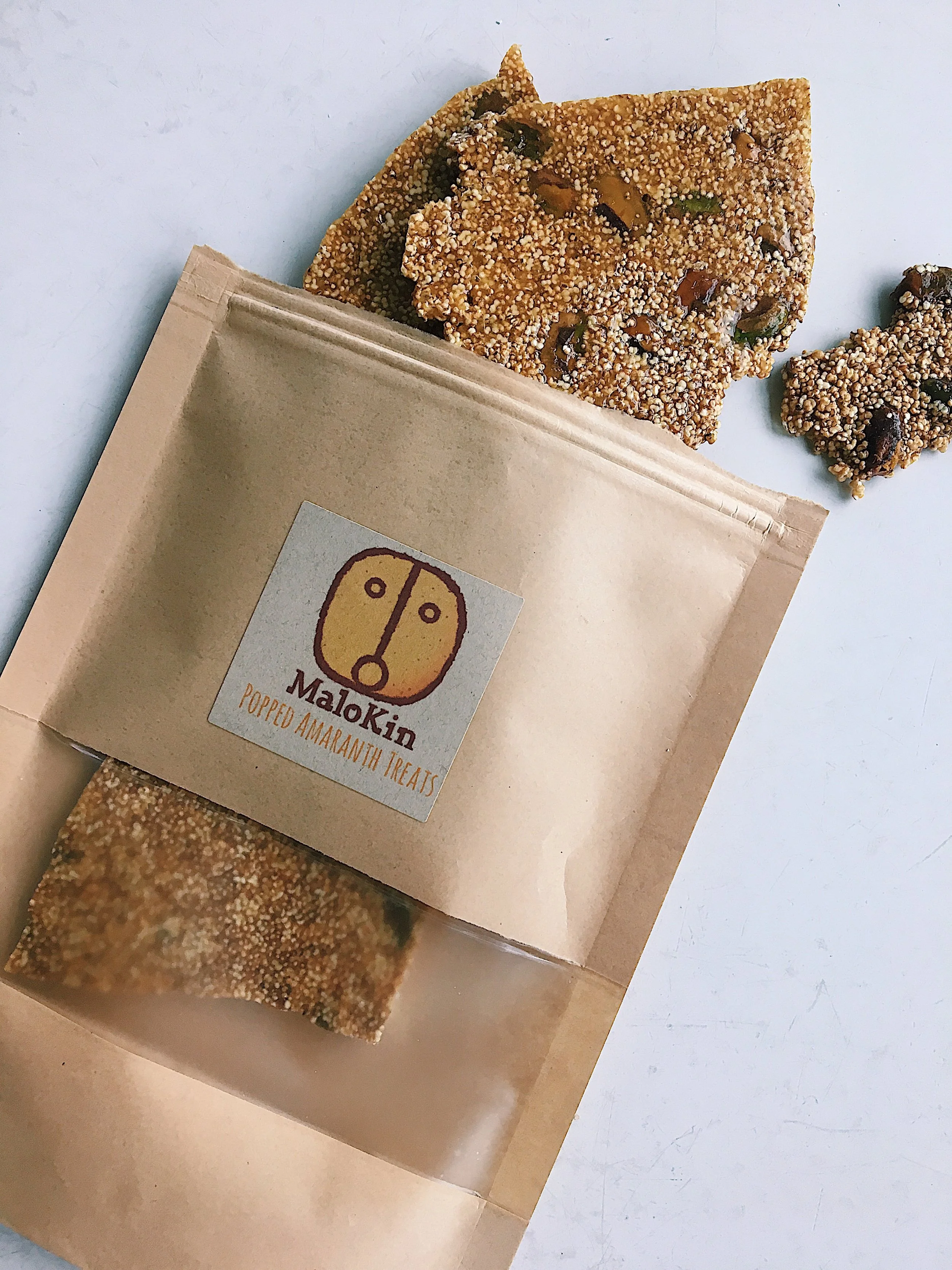 MaloKin popped amaranth pistachio brittle