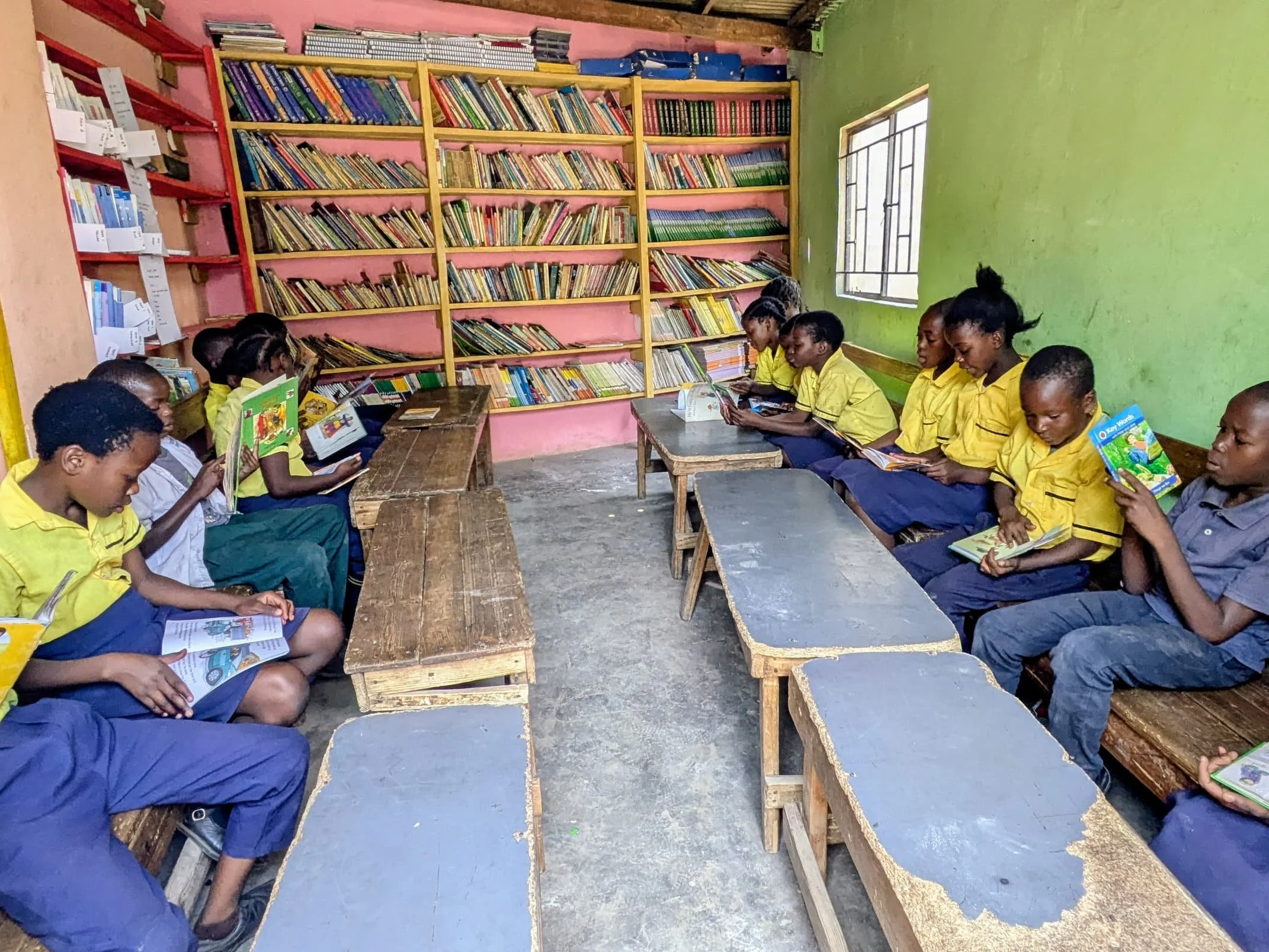 Twin Palm students using their library for DEAR