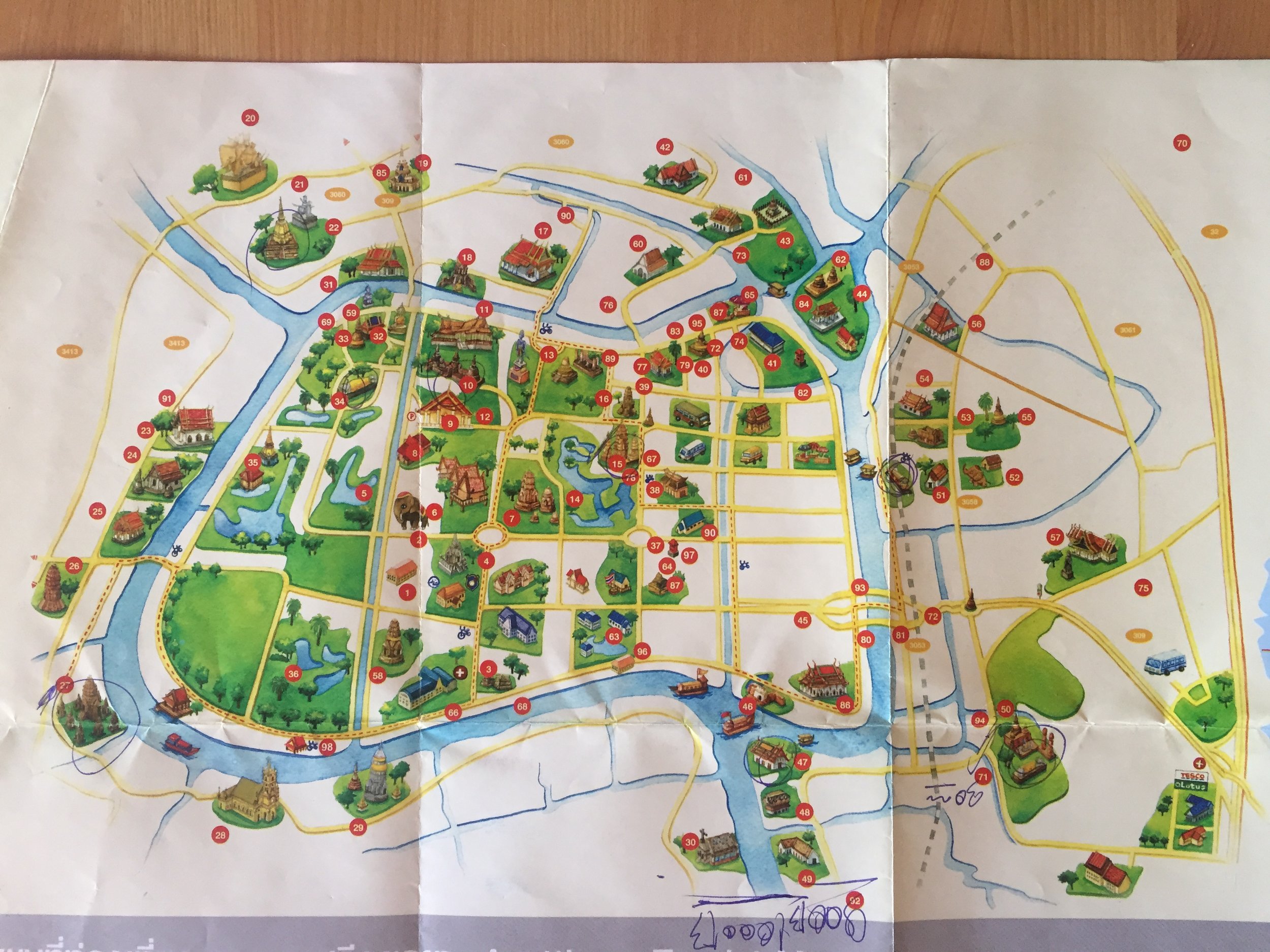 paper map of Ayutthaya