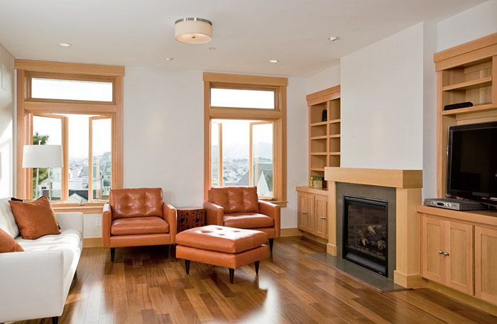After much consultation it was decided to remove the old boiler system that ran throughout the building and capture that space while also creating a state of the art heating system with radiant heat in the floors. Douglas Fir accents throughout with Shaker style cabinetry create a wonderful and comfortable living space.