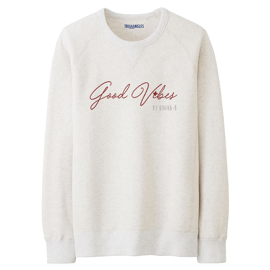 Le Sweat Beige Chiné - Imprimé Good Vibes Par Viveka x Triaaangles ® 49.90 €