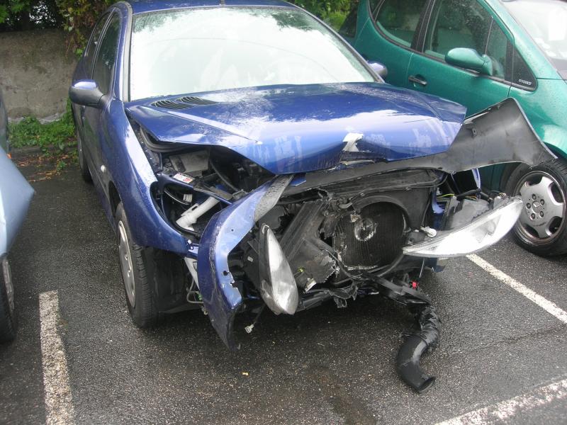 Peugeot 206 after a hit with a Boar
