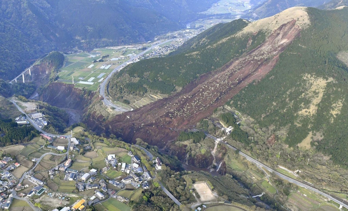 A landslide caused by the Thursday quake.