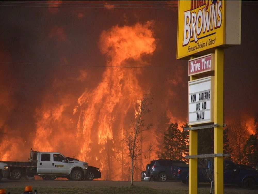 This is the view outside a Fort McMurray fast food restaurant.