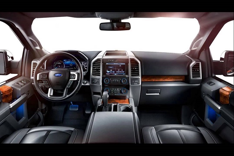 The interior of a Ford F-150, which is like a Rolls-Royce compared to the F-Series of 40 years ago.
