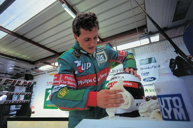 A nervous Michael Schumacher, Spa Francorchamps 1991.