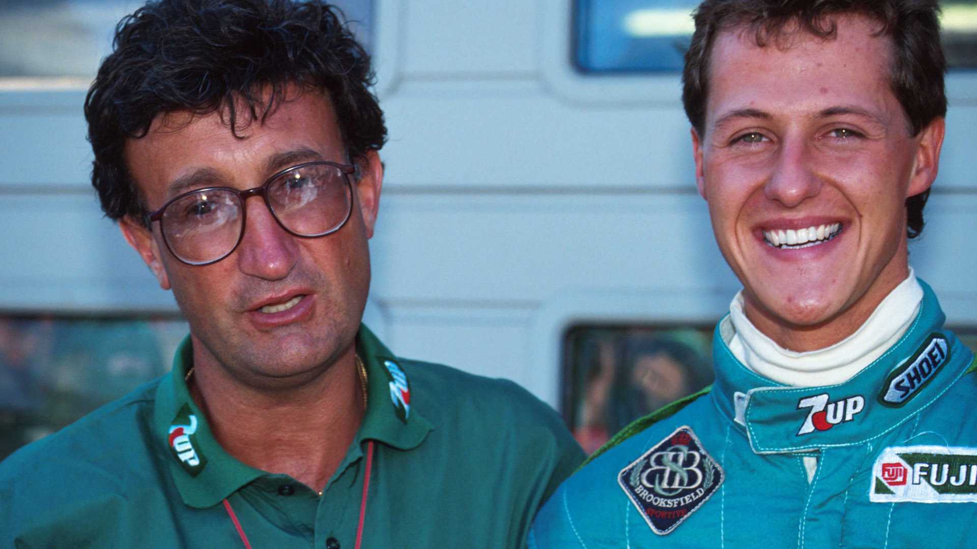 Eddie Jordan and Michael Schumacher in happier times.
