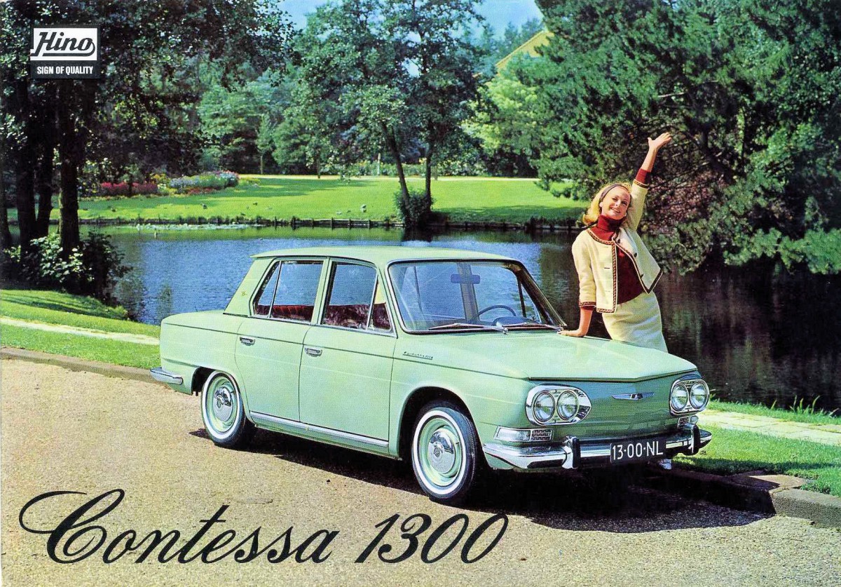 A Dutch advertisement for the glorious Hino Contessa 1300.
