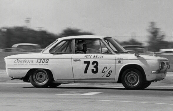 Pete Brock's winning Contessa 1300 Coupé at Riverside, 1966.