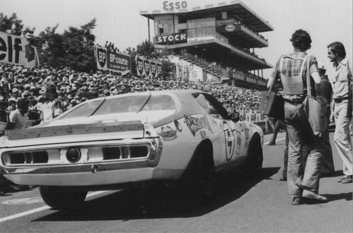 The burly brute making its way to the grid, Le Mans 1976.