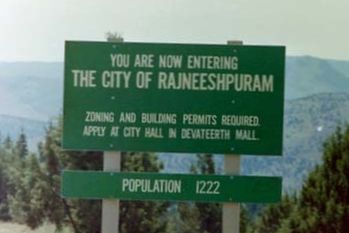 Below: the city of Rajneeshpuram.