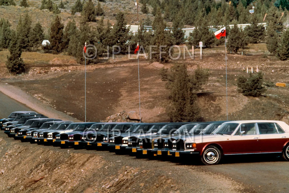 A sample of the Bhagwan's personal fleet of Rolls-Royces. He owned as many as 94 of them, making his collection the largest in the world at the time.