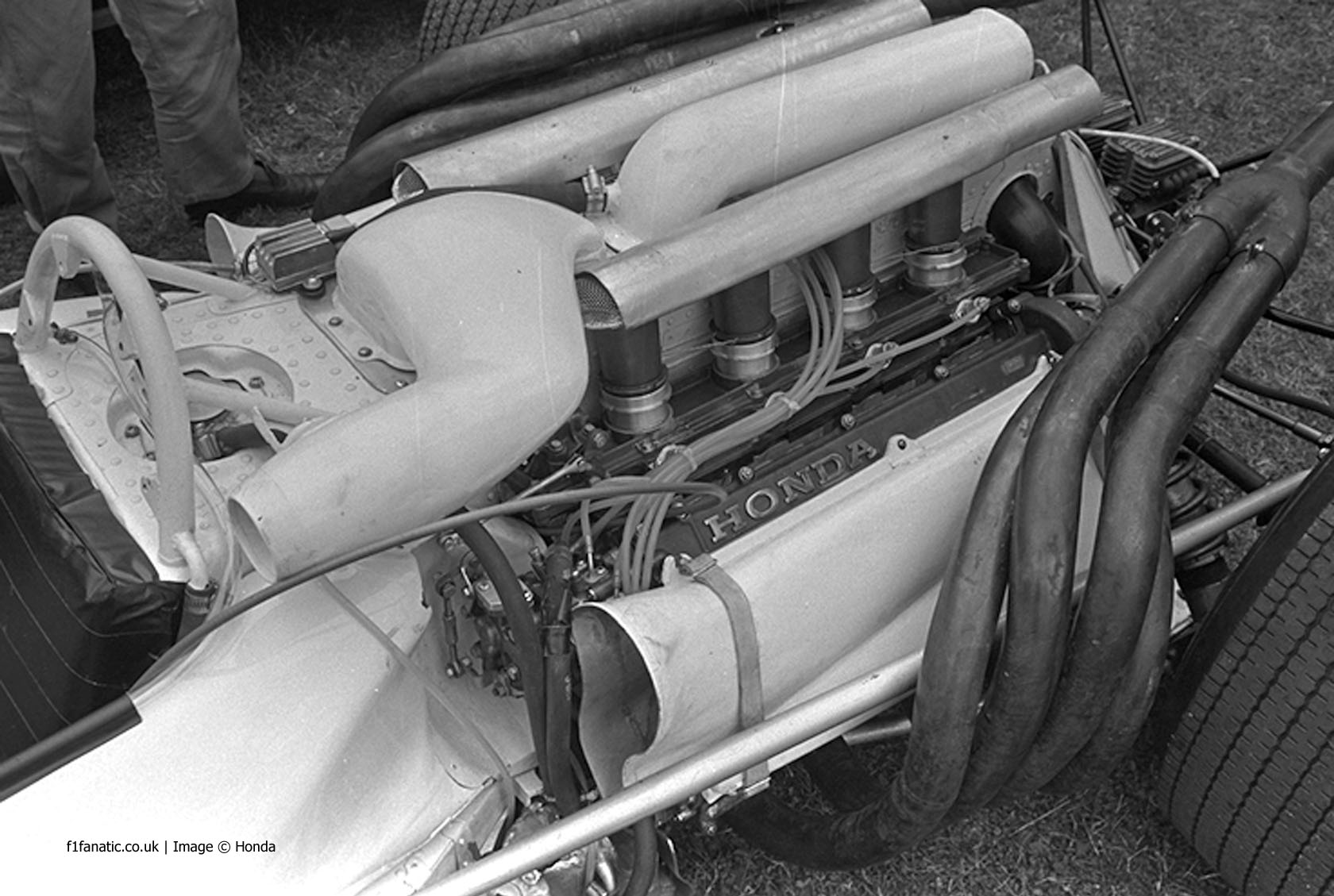 The intakes on the cylinder heads were used to cool the V8 engine.