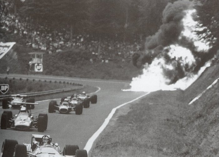 As predicted by John Surtees, the RA302 immediately caught fire.