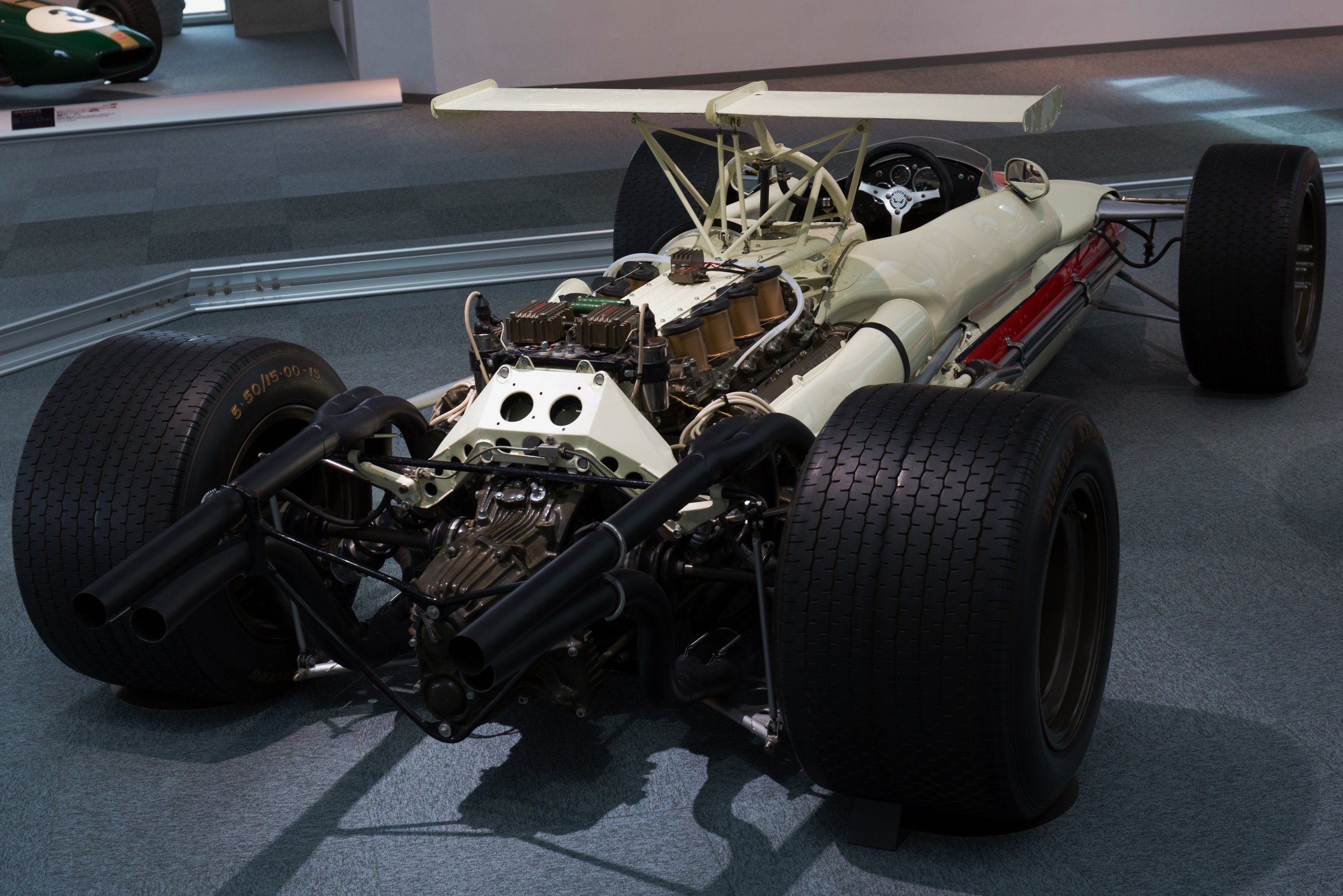 The second, unraced RA302 still exists in Honda's museum. Note the quad-pipe exhaust arrangement.