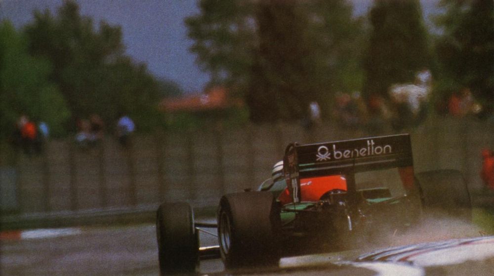 Ricardo Patrese stepping out, 1985 San Marino Grand Pri