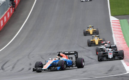 Wehrlein holding off his rivals at the Austrian Grand Prix