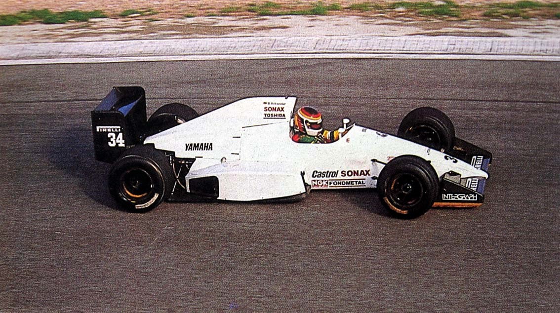 Bernd Schneider driving the doomed sponsor-less Zakspeed 891B, Pre-Season Test, Estoril, Portugal