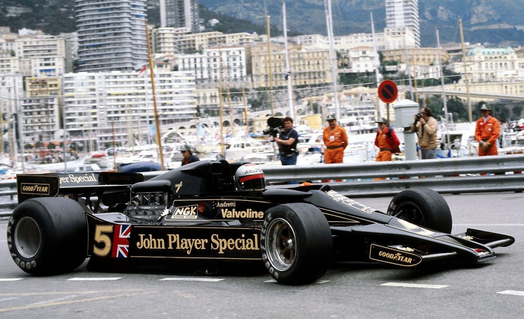 Mario Andretti and the first wing-car, Lotus 78, 1978 Monaco Grand Prix.