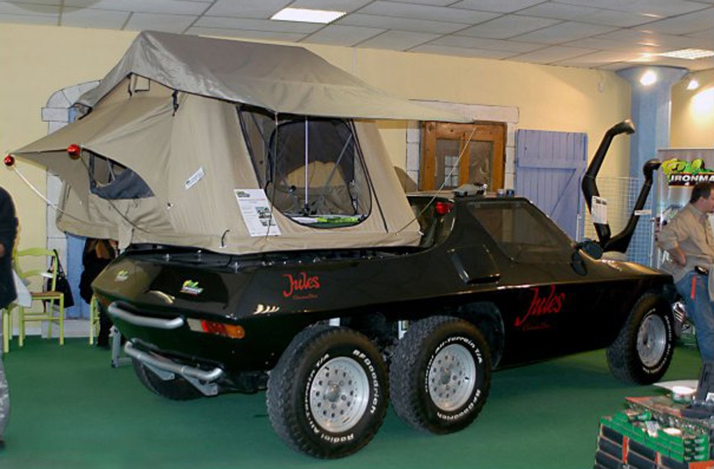 Jules II as a static prop at a camping store.