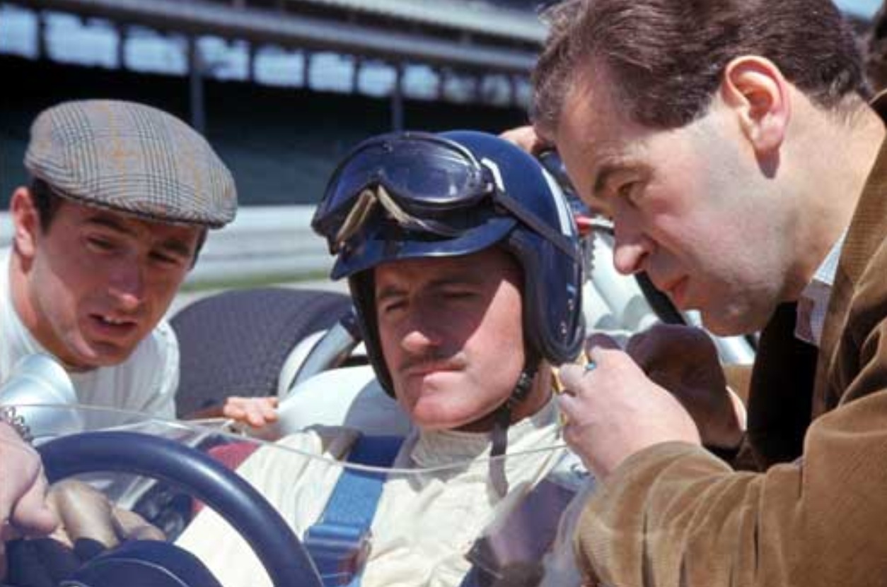 Broadley with two famous rookies, Jackie Stewart (left) and Graham Hill.