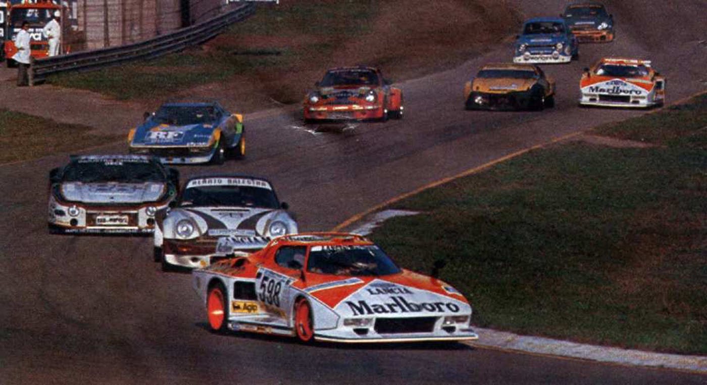 Both Turbo's competing at a circuit leg of the 1976 Giro Automobilistico d'Italia.