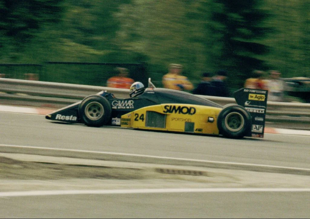 Alessandro Nannini and the Minardi M185B, Spa Francorchamps 1986.