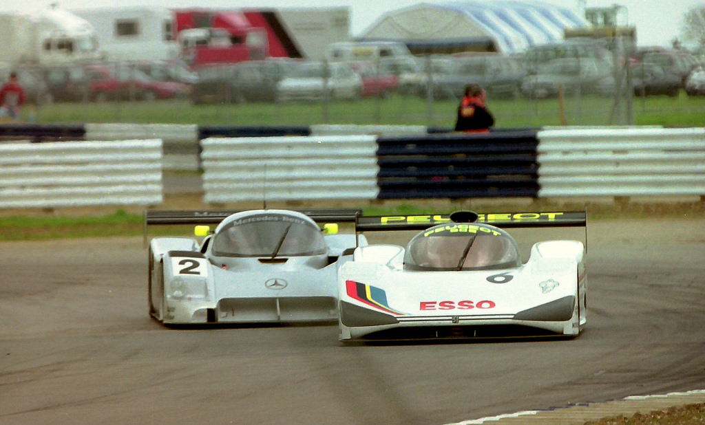 Wendlinger/Schumacher fighting Rosberg/Dalmas, Silverstone 1991.