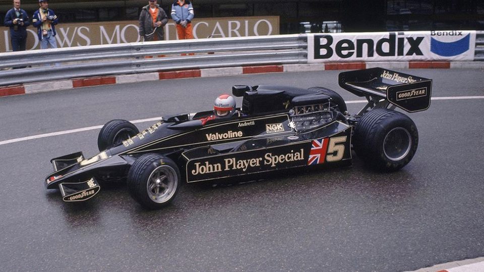 Mario Andretti in the groundbreaking Lotus 78, 1977 Monaco Grand Prix.