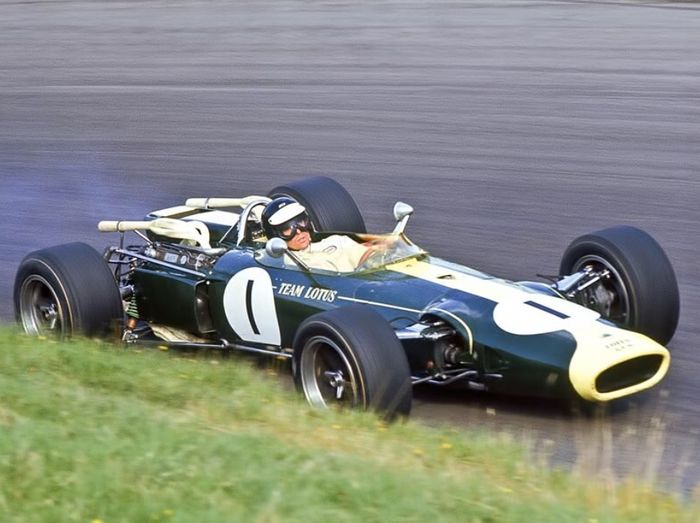Jim Clark and his smoking 43 in the closing stages of the race.