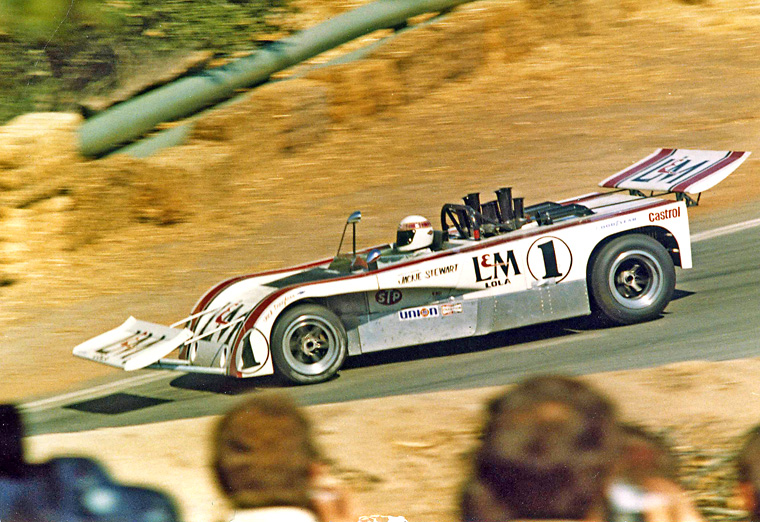 Stewart coming out of the famous Corkscrew, Laguna Seca 1971.