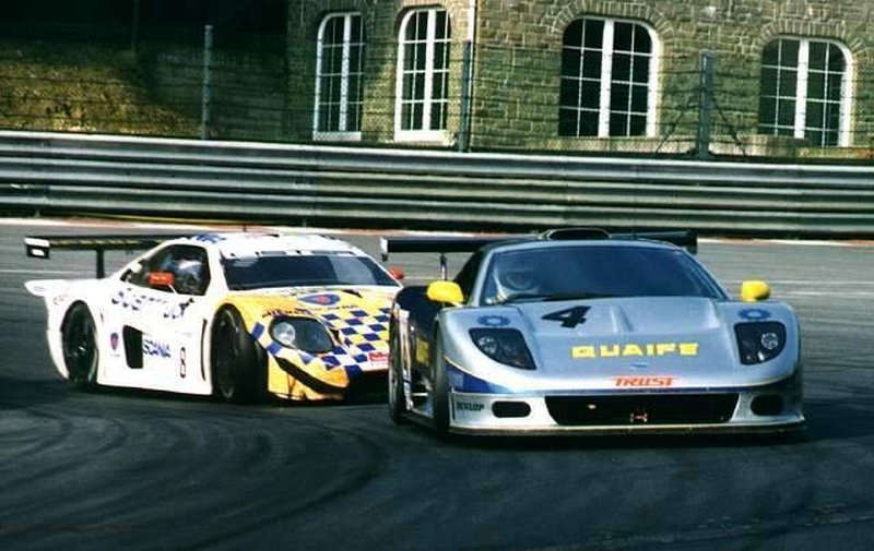The Quaife ahead of the factory Lister Storm GTL of Ian McKellar and Ian Flux, Spa Franchorchamps, 1998,