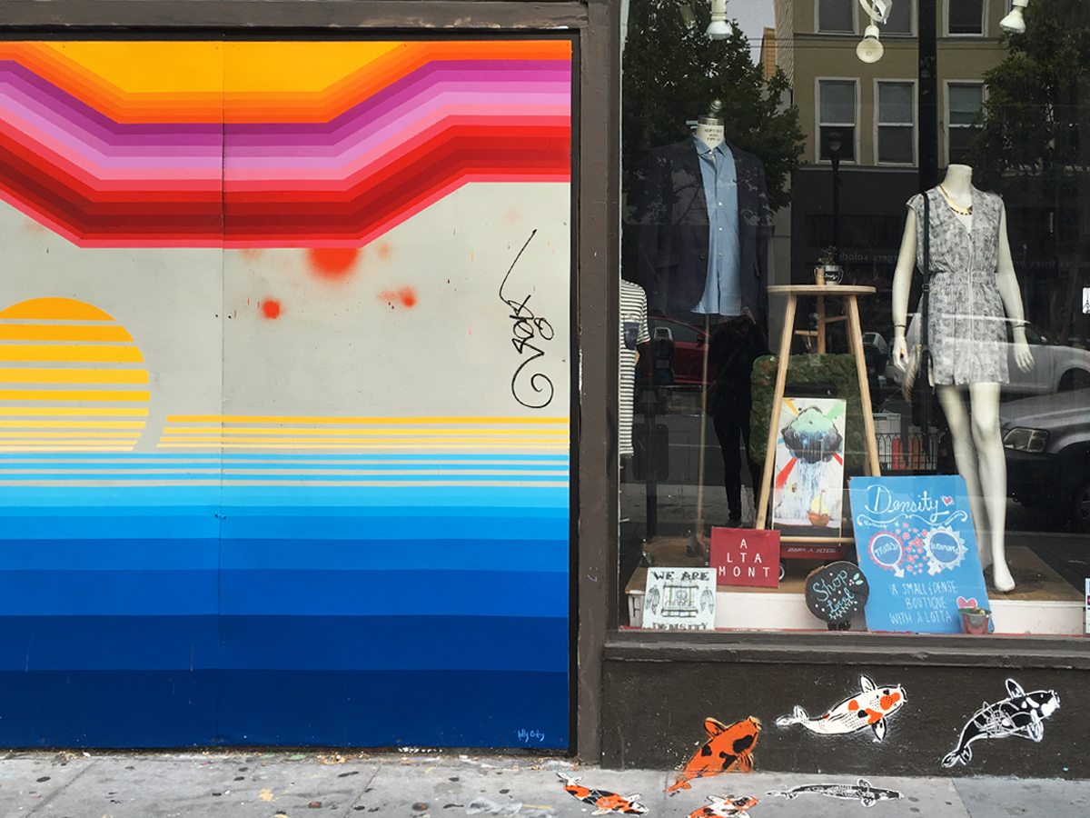 Beautiful street art compliments an adjoining storefront in Mission.