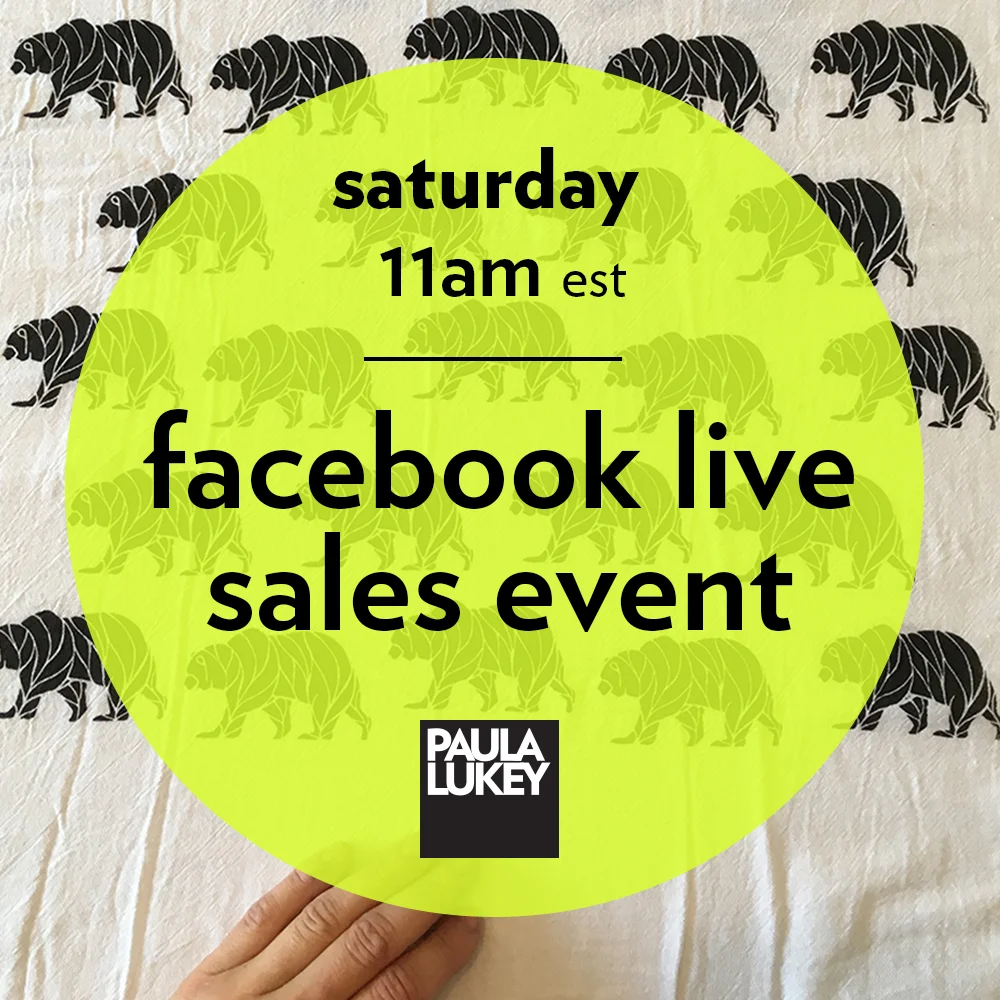 tune in at: Paula Lukey Design on Facebook